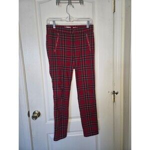 Red Plaid Skinny Pants w/ Zipper Pockets – Punk / Grunge Style